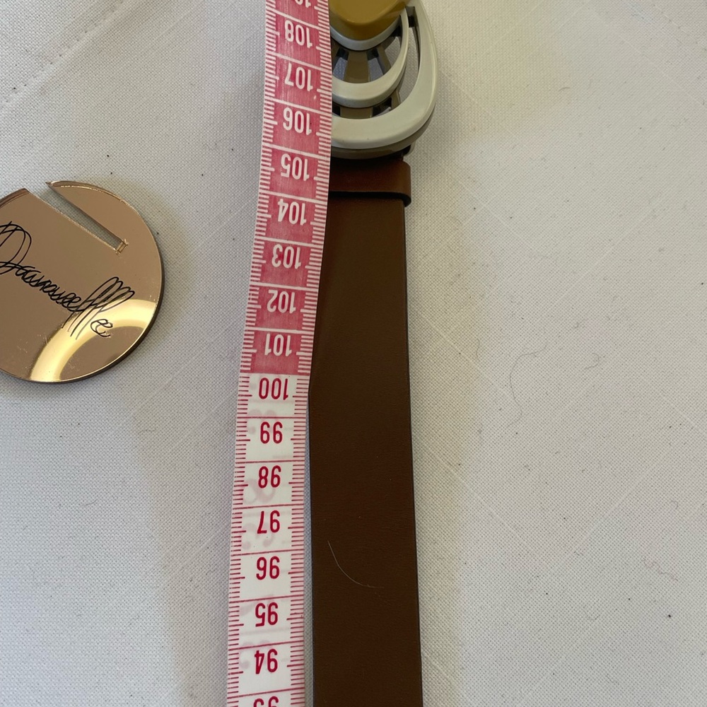 Marni Brown Leather Belt with Gold Accent
